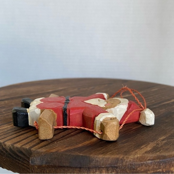 Vintage Wooden Folk Art Santa Claus Christmas Ornament Santa on a Swing - Picture 5 of 7